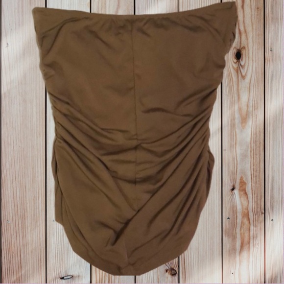 Dots Olive Green Strapless Ruching Detailed Top NWT - Picture 4 of 7